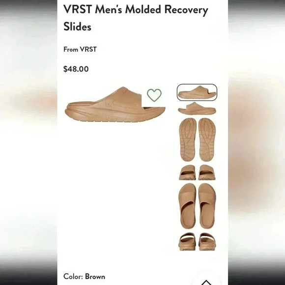 VRST MENS MOLDED RECOVERY SLIDES TAN BROWN SIZE 9 AND 10S  NWT - Picture 8 of 8